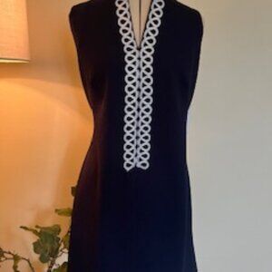 NWT American Living Navy Sleeveless Dress with White Neck Trim Size 18